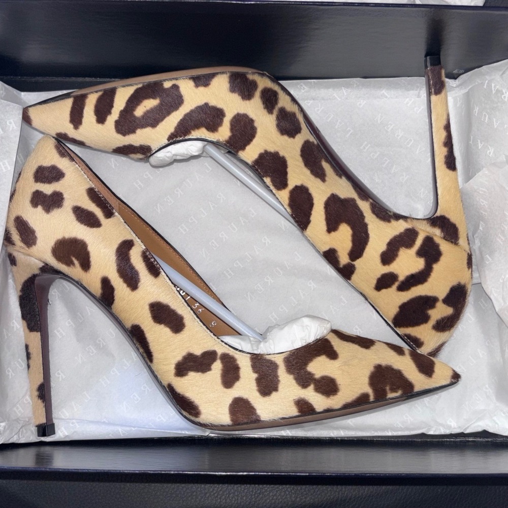 NEW Ralph Lauren Purple Label Women 6 Italian Celia Pump Multi Leopard Calf Hair